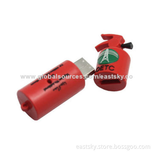 Custom Fire Extinguisher USB Drive, Made of Soft PVC Material, OEM Orders Welcomed